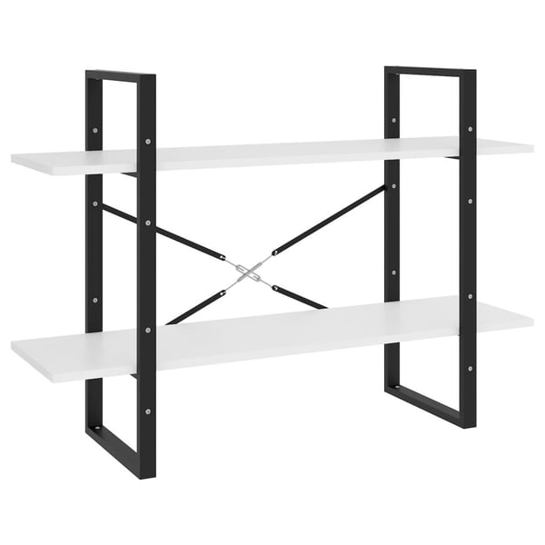 vidaXL Bokhylla 2 hyllplan vit 100x30x70 cm konstruerat trä