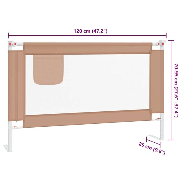 vidaXL Sängskena för barn taupe 120x25 cm tyg