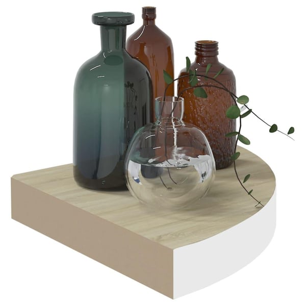 vidaXL hjørnehylder 4 stk. 35x35x3,8 cm MDF egetræsfarvet og hvid