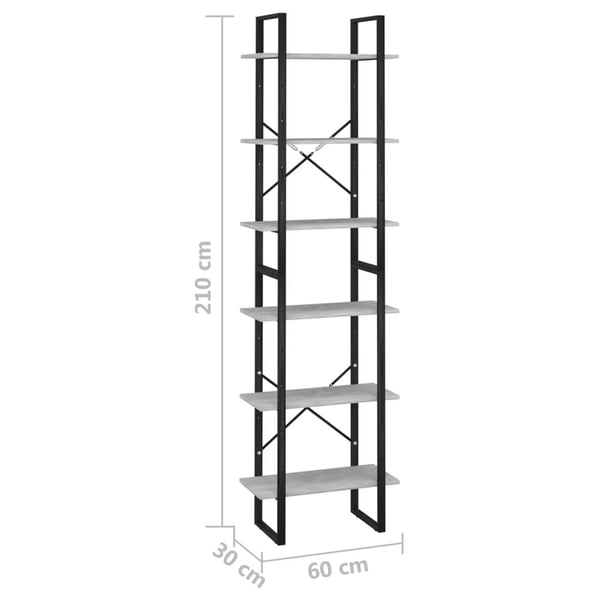 vidaXL opbevaringsreol 60x30x210 cm konstrueret træ betongrå