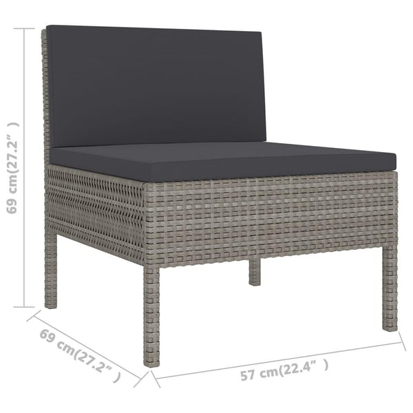 vidaXL loungesæt til haven 7 dele med hynder polyrattan grå