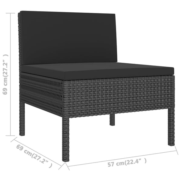 vidaXL loungesæt til haven 8 dele med hynder polyrattan sort