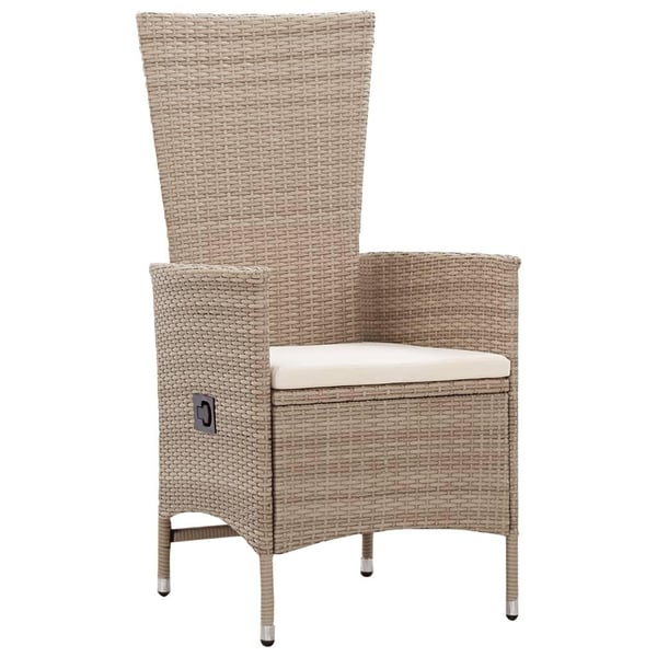 vidaXL spisebordssæt til haven 7 dele polyrattan beige