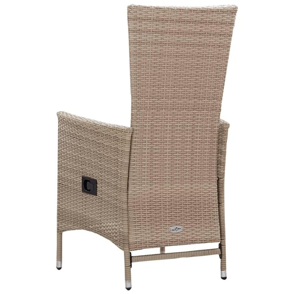 vidaXL spisebordssæt til haven 7 dele polyrattan beige