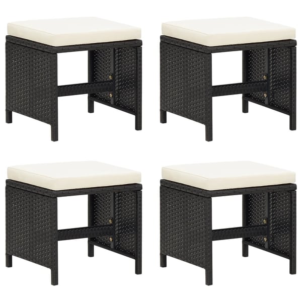 vidaXL haveskamler 4 stk. med hynder polyrattan sort