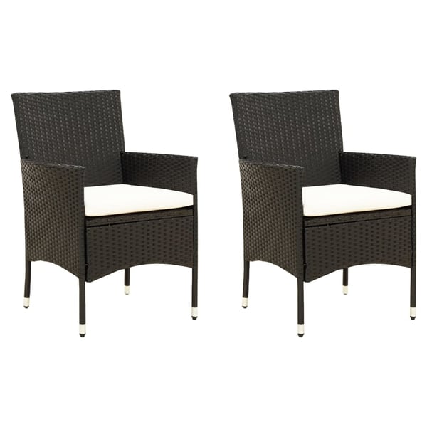 vidaXL havestole med hynder 2 stk. polyrattan sort