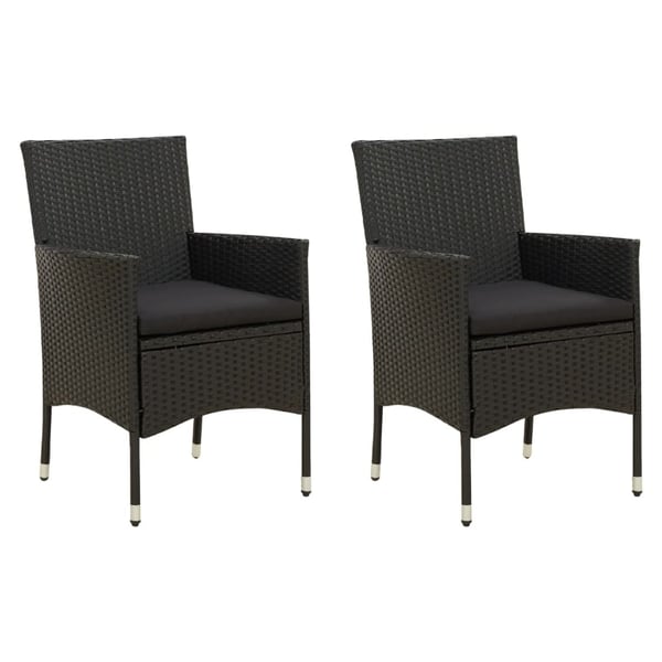 vidaXL havestole med hynder 2 stk. polyrattan sort