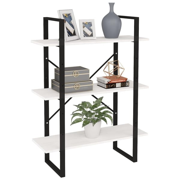 vidaXL Bokhylle 3 nivåer hvit 80x30x105 cm heltre furu
