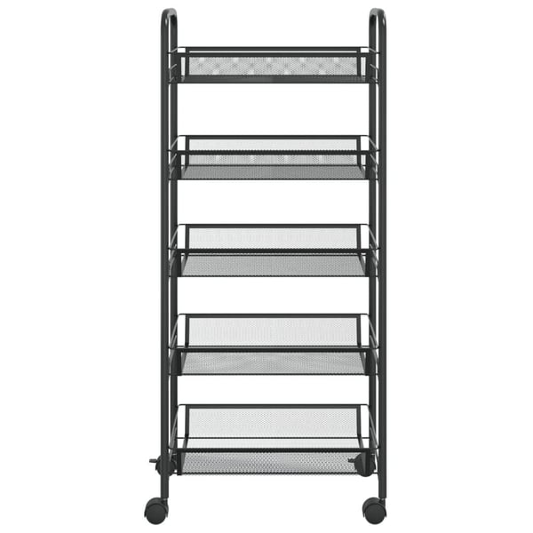vidaXL 5-etasjers kjøkkenvogn svart 46x26x105 cm jern