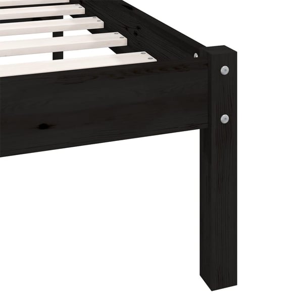 vidaXL Sengeramme svart heltre furu 75x190 cm Small Single