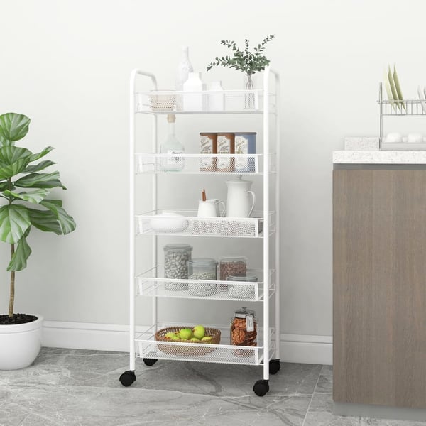 vidaXL Rullvagn 5 våningar vit 46x26x105 cm järn