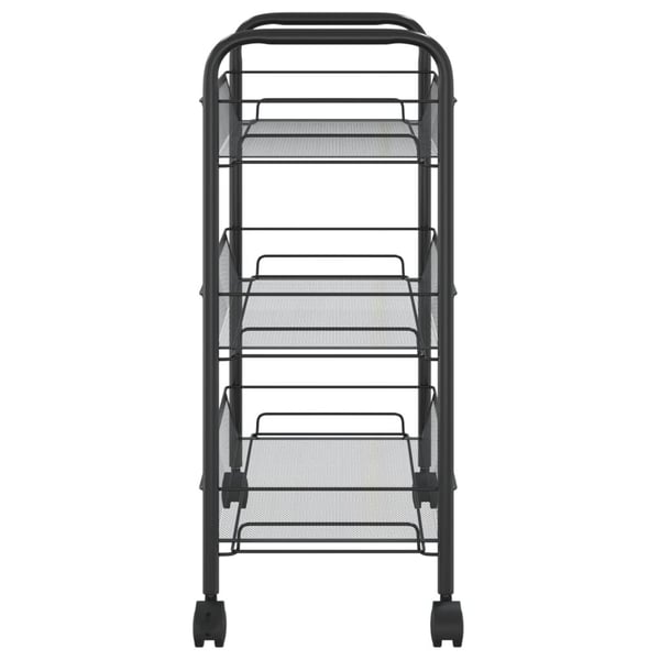 vidaXL 3-etasjers kjøkkenvogn svart 46x26x64 cm jern