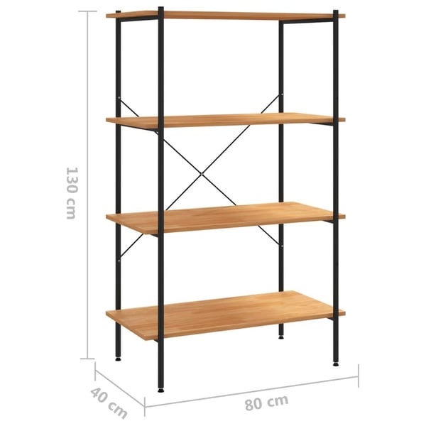 vidaXL reol med 4 hylder 80x40x130 cm sort og egetræ