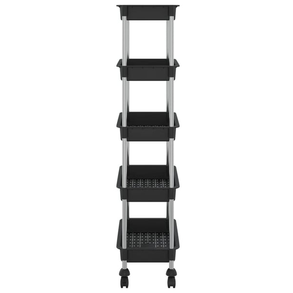 vidaXL køkkenvogn med 5 hylder 42x29x128 cm jern og ABS sort