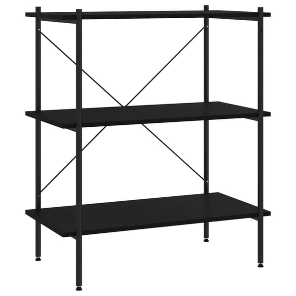 vidaXL reol med 3 hylder 80x40x92 cm sort
