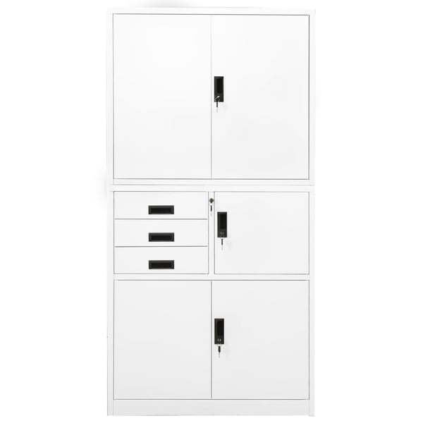 vidaXL Kontorskap hvit 90x40x180 cm stål