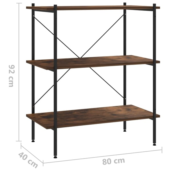 vidaXL Hylle med 3 etasjer svart og naturell 80x40x92 cm