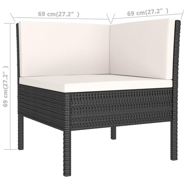 vidaXL haveloungesæt 10 dele med hynder polyrattan sort