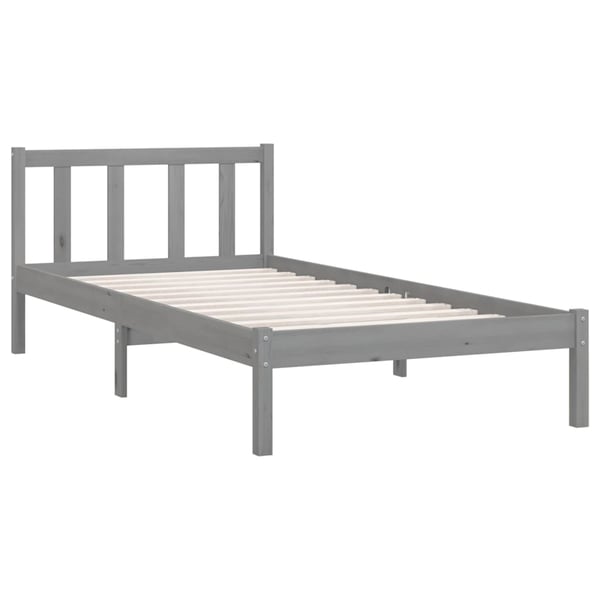 vidaXL sengestel 90x200 cm massivt fyrretræ grå