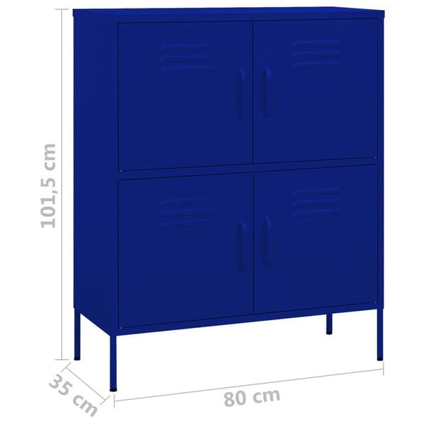 vidaXL Oppbevaringsskap marineblå 80x35x101,5 cm stål