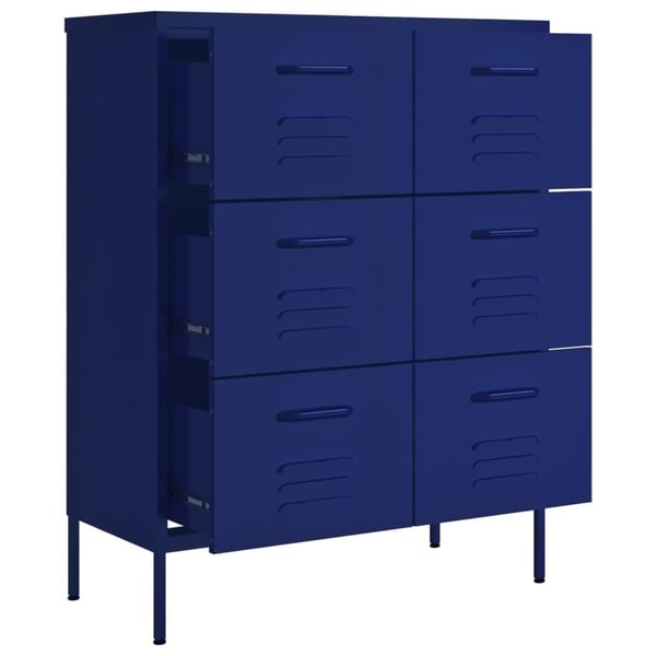 vidaXL kommode 80x35x101,5 cm stål marineblå