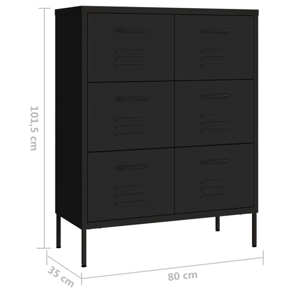 vidaXL kommode 80x35x101,5 cm stål sort