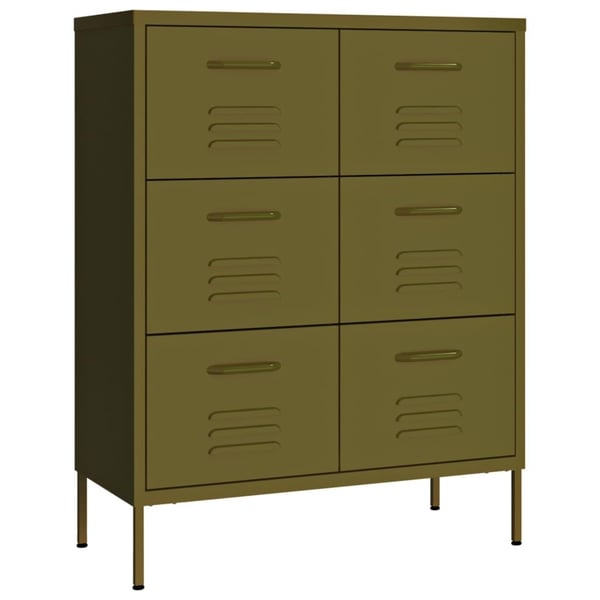 vidaXL kommode 80x35x101,5 cm stål olivengrøn