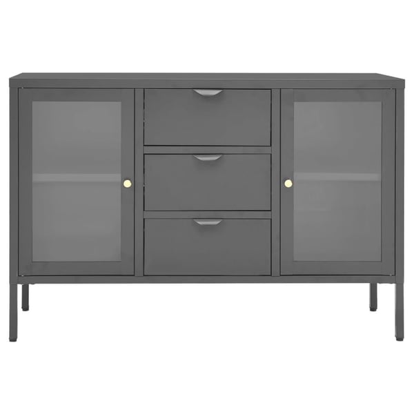 vidaXL Skjenk antrasitt 105x35x70 cm stål og herdet glass