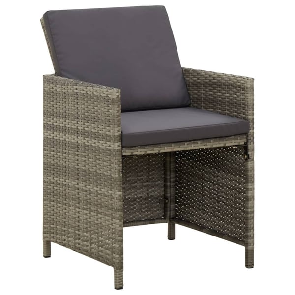 vidaXL havestole med hynder 4 stk. polyrattan grå