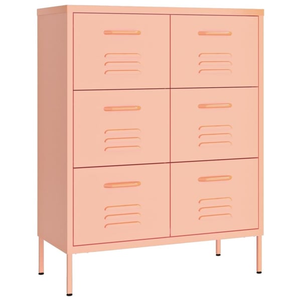 vidaXL kommode 80x35x101,5 cm stål lyserød