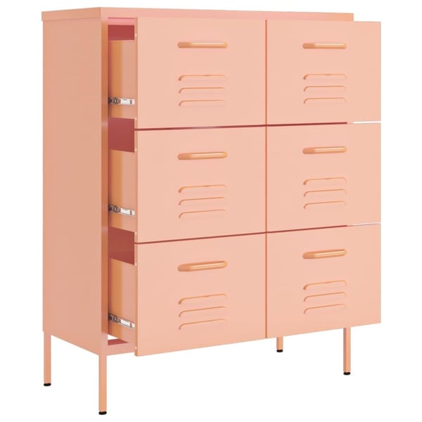 vidaXL kommode 80x35x101,5 cm stål lyserød