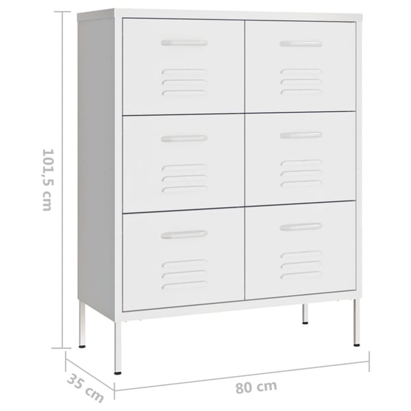 vidaXL Kommode hvit 80x35x101,5 cm stål