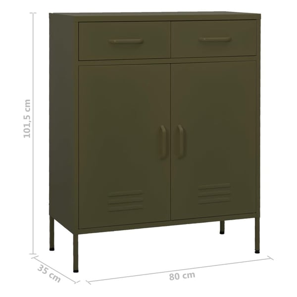 vidaXL Oppbevaringsskap olivengrønn 80x35x101,5 cm stål