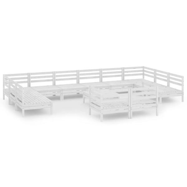 vidaXL Hagesofagruppe 13 deler hvit heltre furu