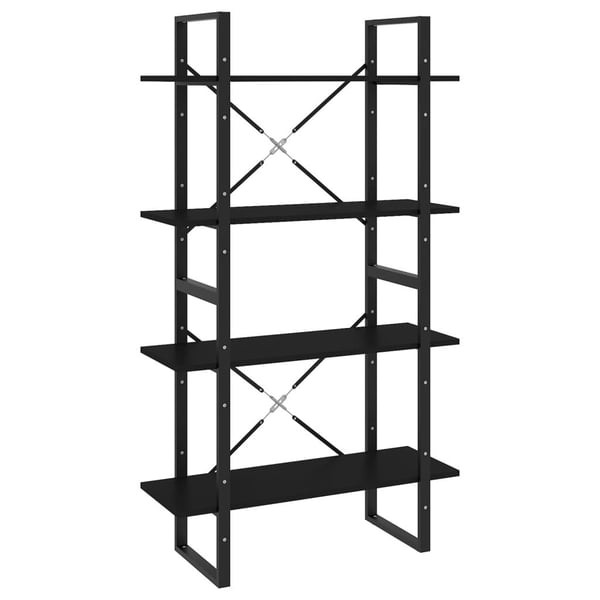 vidaXL bogreol med 4 hylder 80x30x140 cm spånplade sort