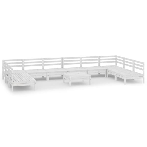 vidaXL Hagesofagruppe 11 deler hvit heltre furu