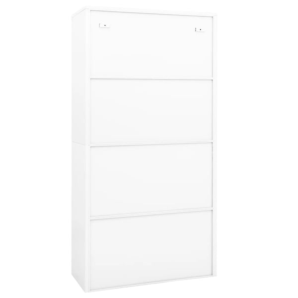 vidaXL Kontorskap hvit 90x40x180 cm stål og herdet glass