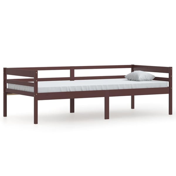 vidaXL Sengeramme mørkebrun heltre furu 90x200 cm