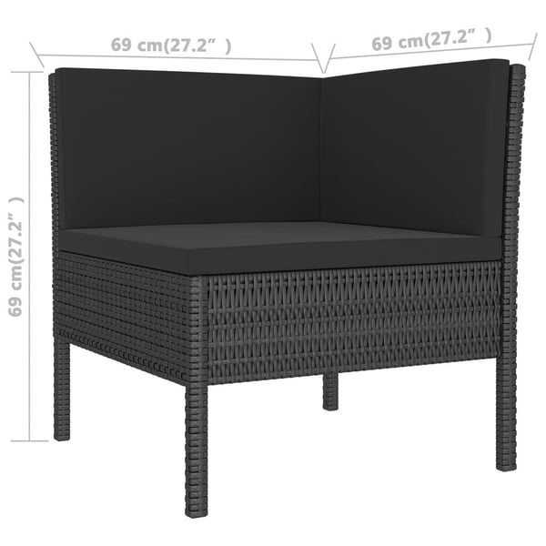 vidaXL loungesæt til haven 9 dele med hynder polyrattan sort