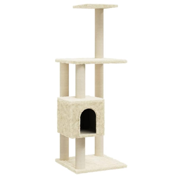 vidaXL Kattetre med klorestolper i sisal kremhvit 104 cm