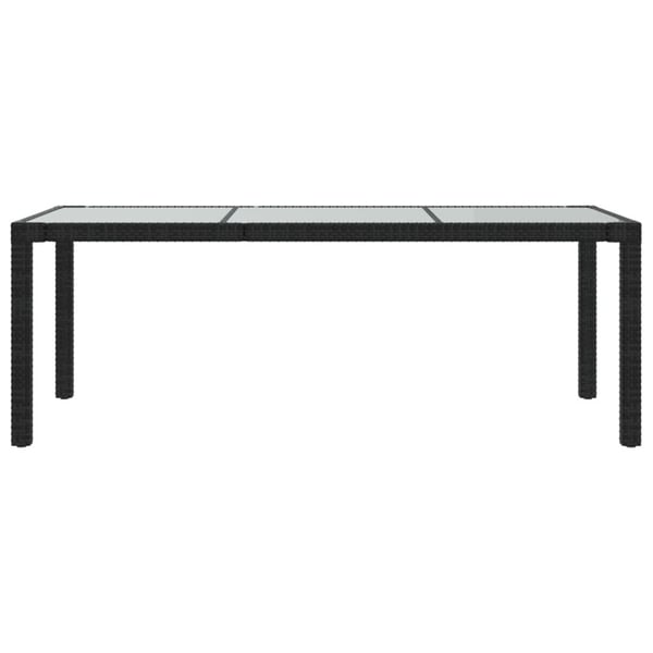 vidaXL havebord 190x90x75 cm hærdet glas og polyrattan sort