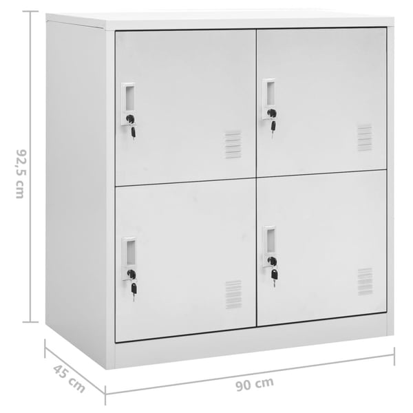 vidaXL Pukukaapit 2 kpl vaaleanharmaa 90x45x92,5 cm teräs