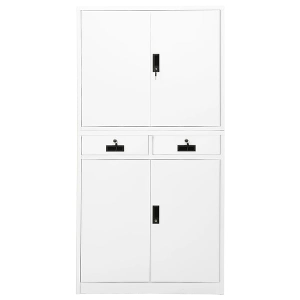 vidaXL Kontorskap hvit 90x40x180 cm stål