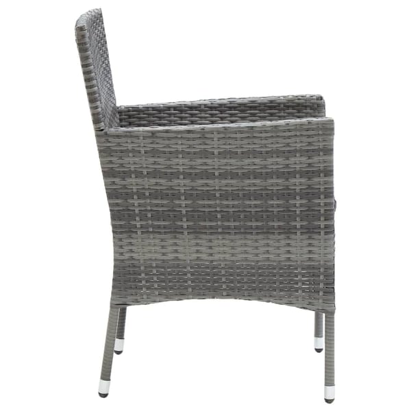 vidaXL spisebordssæt til haven 7 dele med hynder polyrattan grå
