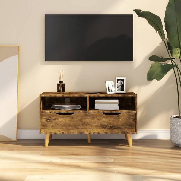 vidaXL TV-benk røkt eik 90x40x48,5 cm konstruert tre