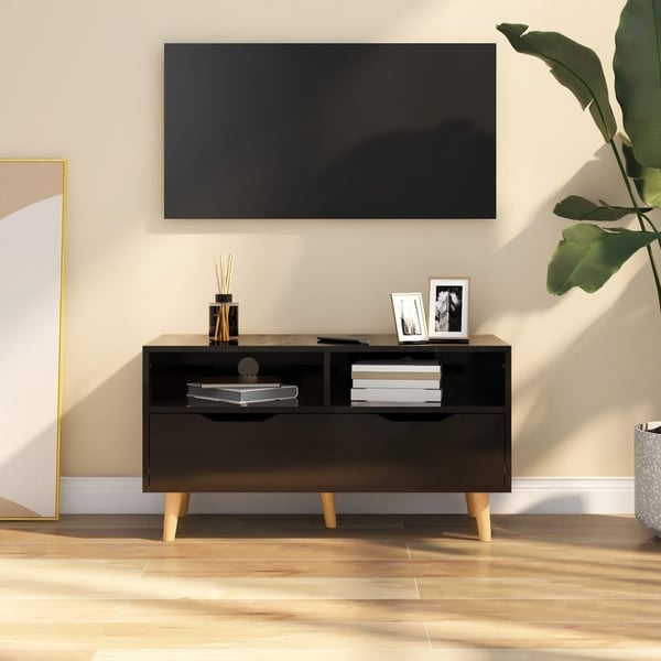 vidaXL TV-benk høyglans svart 90x40x48,5 cm konstruert tre