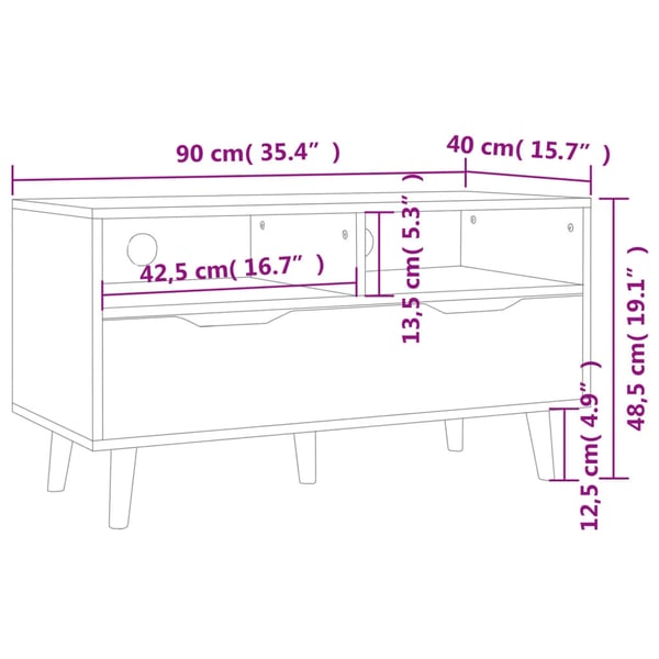 vidaXL TV-benk høyglans svart 90x40x48,5 cm konstruert tre