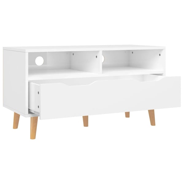 vidaXL TV-benk høyglans hvit 90x40x48,5 cm konstruert tre