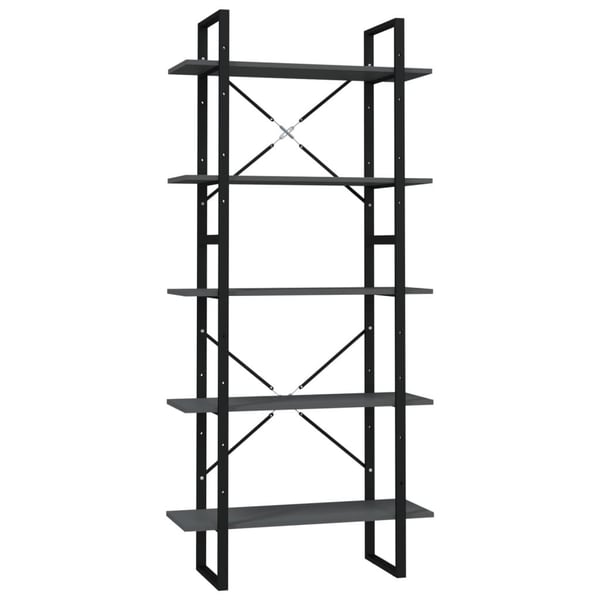 vidaXL bogreol med 5 hylder 80x30x175 cm konstrueret træ grå