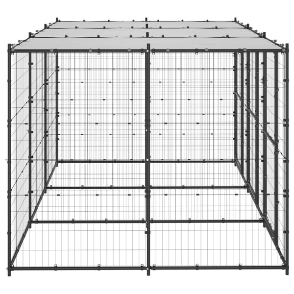 vidaXL Koiran ulkohäkki katolla teräs 7,26 m²